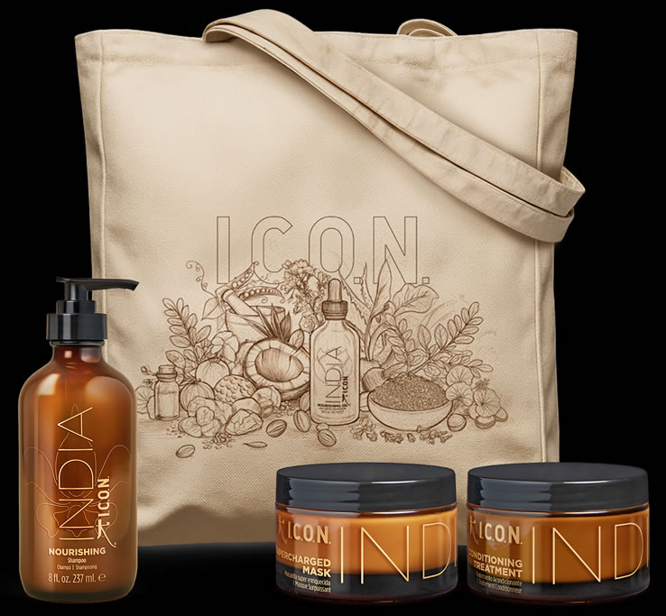 Pack ahorro: champú INDIA NOURISHING + acondicionador INDIA + mascarilla INDIA de ICON