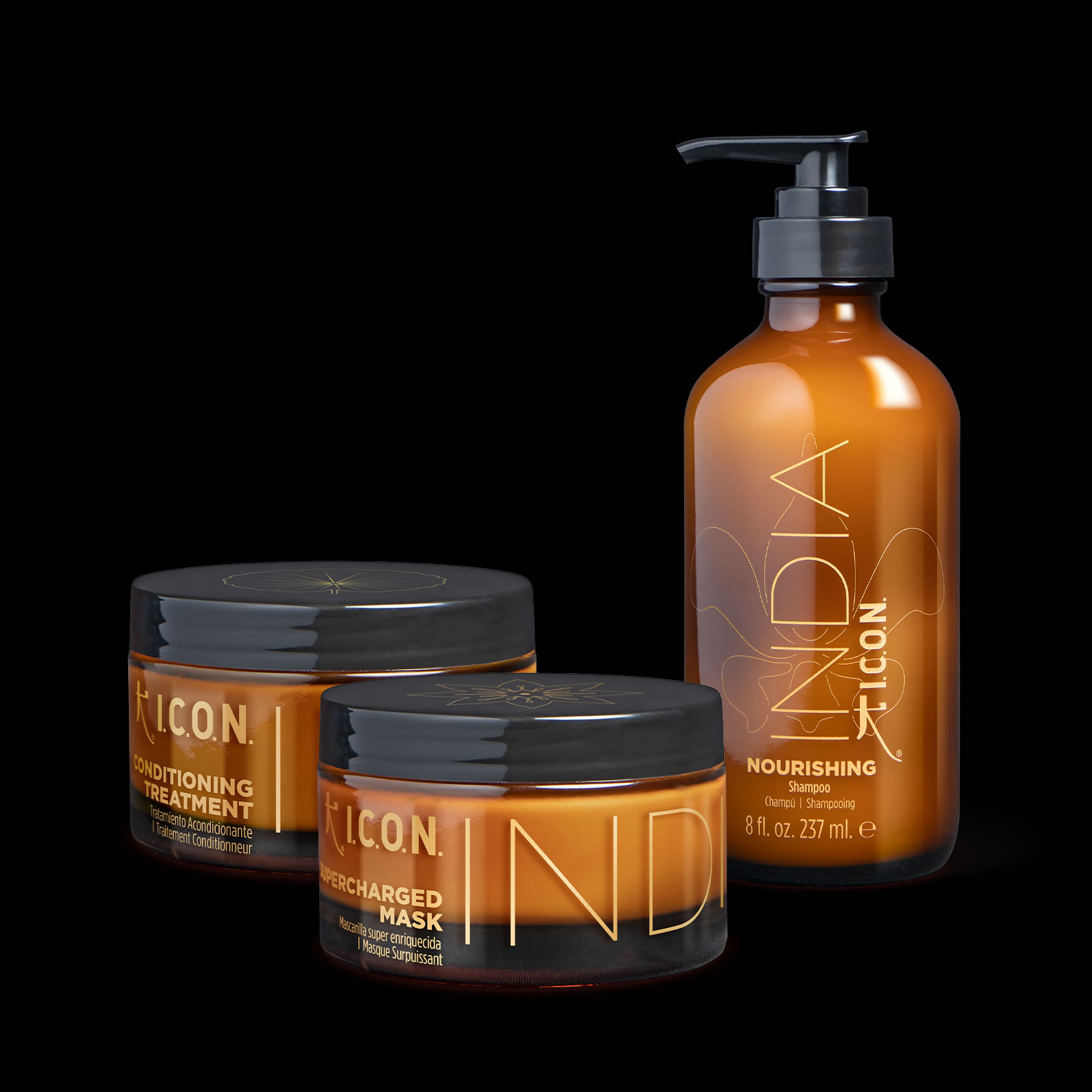 Pack ahorro: champú INDIA NOURISHING + acondicionador INDIA + mascarilla INDIA de ICON