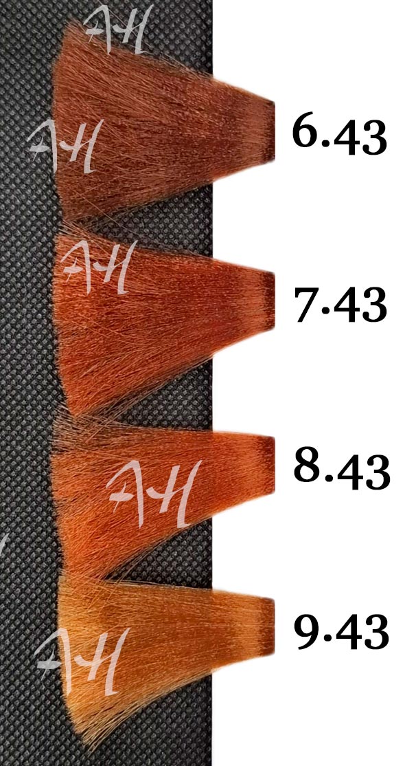 ICON ECOTECH Cobrizo Dorado: Rubio oscuro cobre dorado 6.43, Rubio cobre dorado 7.43, Rubio claro cobre dorado 8.43, Rubio muy claro cobre dorado 9.43